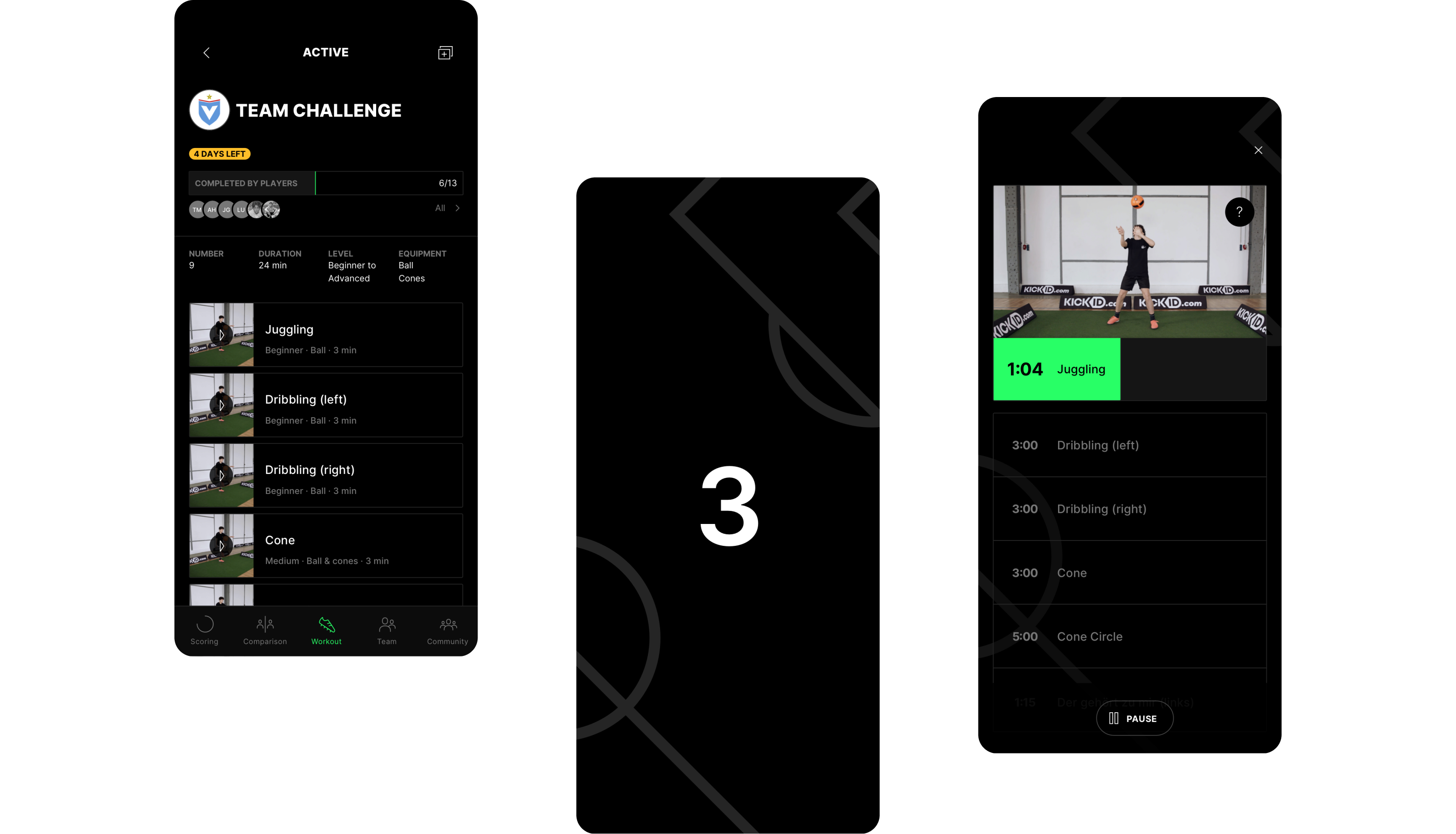 An image showing the workout screens.