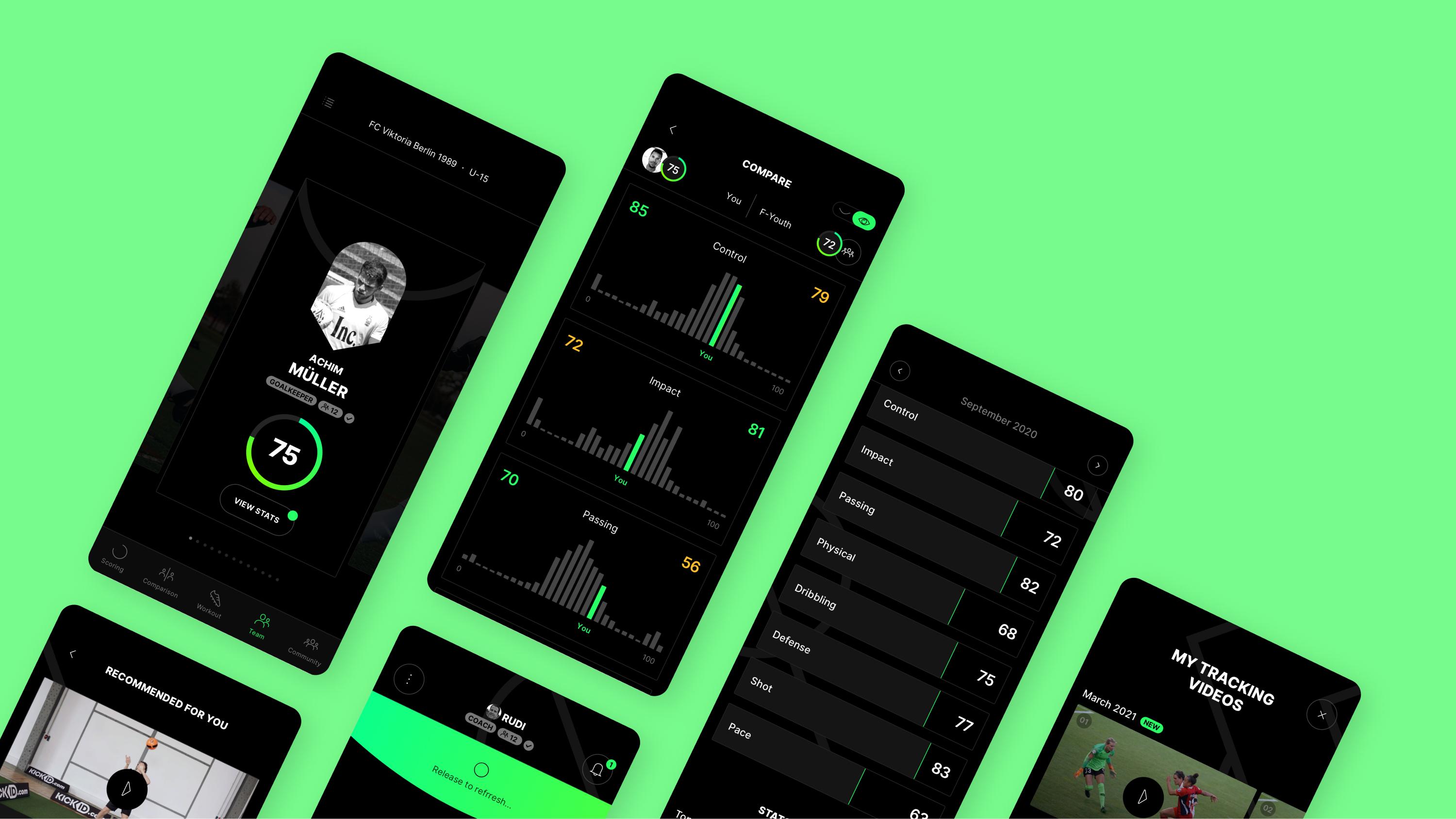 An image showing a mix of different screens of the Kick ID app.