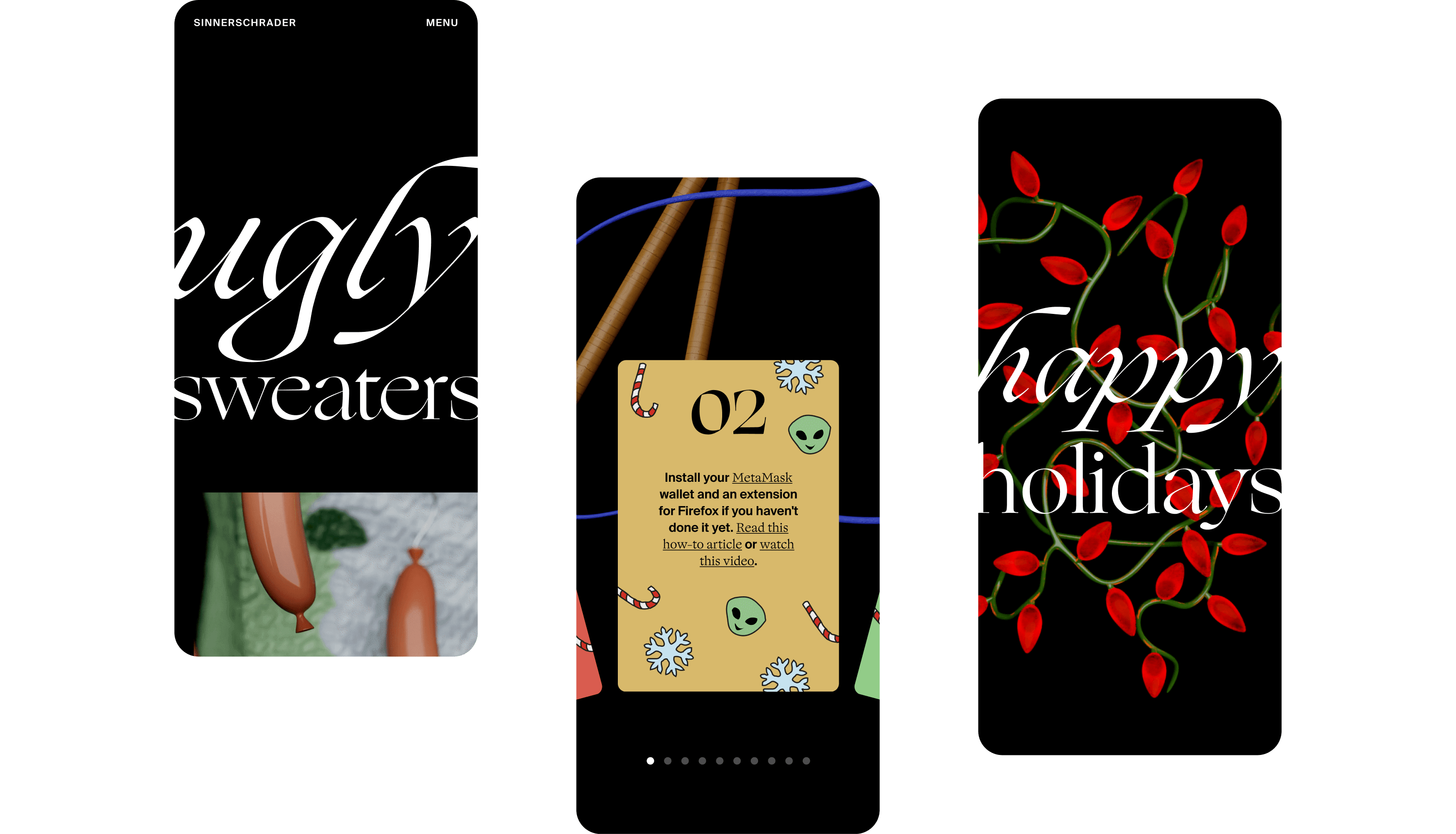 An image showing three mobile screens of the microsite.